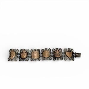 Vintage Mexican Taxco Sterling Silver & Copper Panel Bracelet